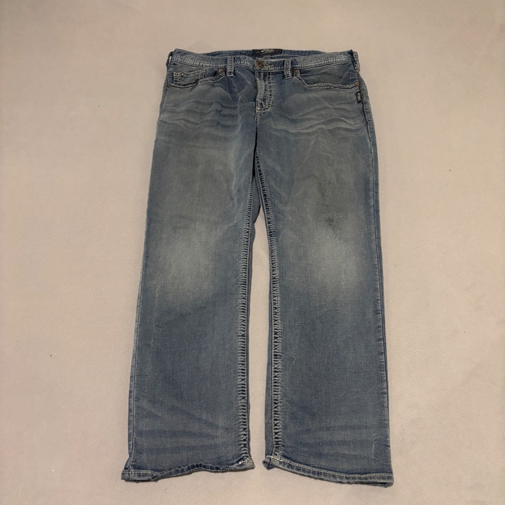 Silver Jeans Co Grayson Easy Fit Straight Leg Jeans Light Wash Mens 38x30 Casual